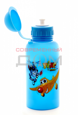 Фляга детская с защитой от пыли 350мл, голубая, рисунок-"вертолетики" VSB 03 blue /77013576/